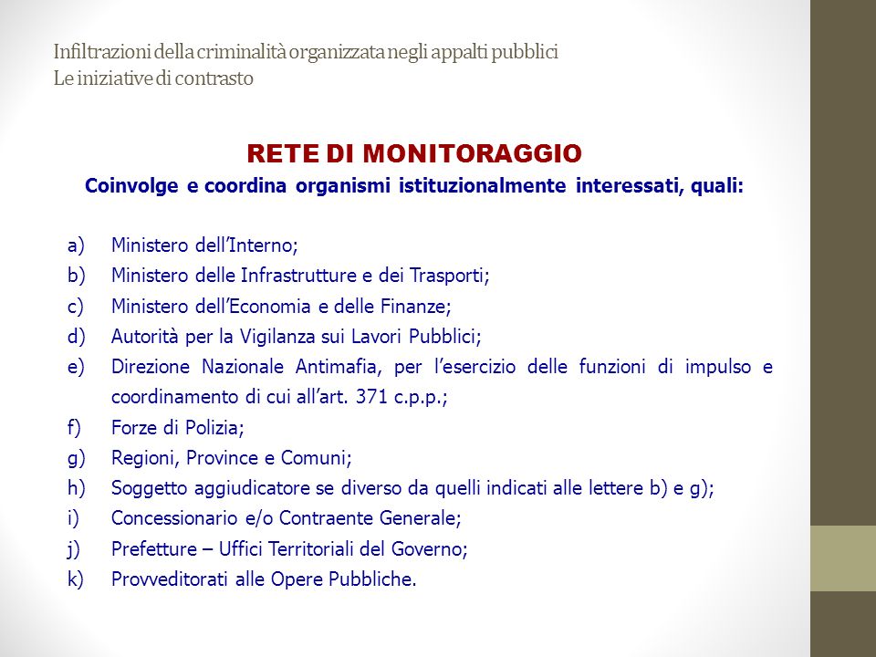 Infiltrazioni della criminalità organizzata negli appalti pubblici